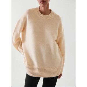COS Chunky 100% Pure Cashmere Crew Neck sz. M pale yellow / light beige